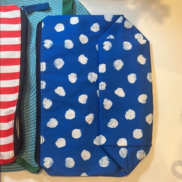 NWT IKEA Red Striped and Blue Polka Dot Cosmetic Pouches Set of 2 Cute Gift Set - Picture 4 of 16